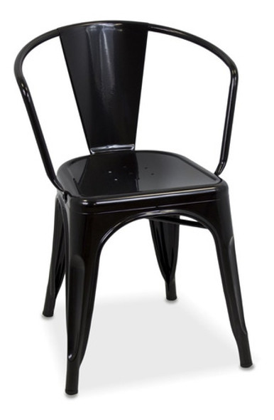 Silla Tolix Con Apoyabrazo Color Negra Reforzada Tipo Sillon 0