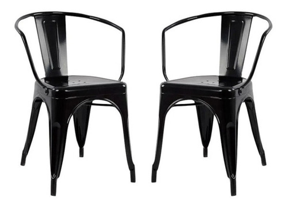 Silla Tolix Con Apoyabrazo Color Negra Reforzada Tipo Sillon 1