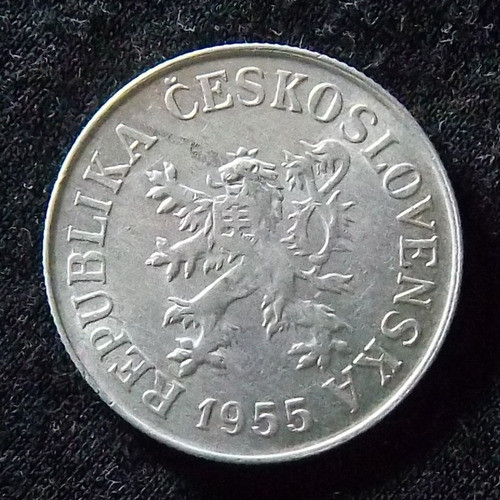 Checoslovaquia 10 Haleru 1955 Sin Circular Km 38 Escasa 1