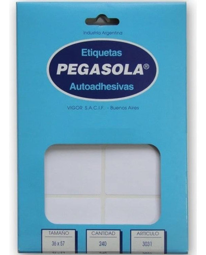 Pegasola 3031 Rectangular 36x57mm X240u. 0