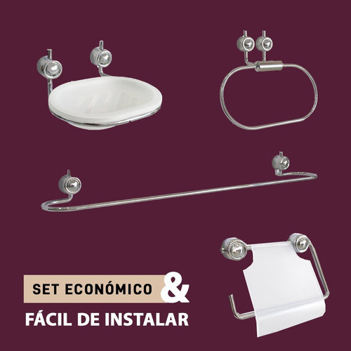 Sets De Accesorios Para Baño 4 Piezas Cromo 1