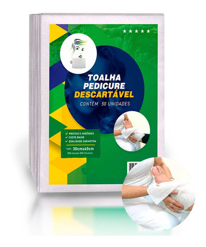 Toalha Viscose Descartável Pedicure (30x40) 50 Unidades 0