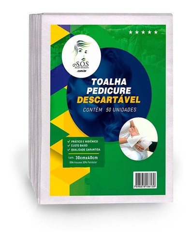 Toalha Viscose Descartável Pedicure (30x40) 50 Unidades 1