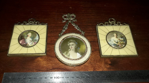 Antiguos Camafeos (tres) En Bronce Y Marfilina - Envio 0