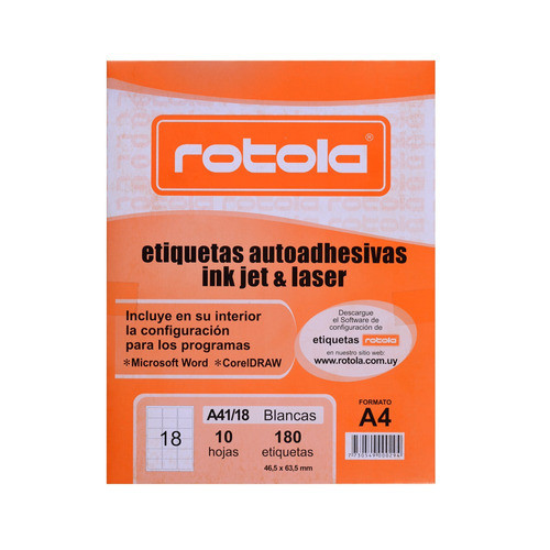 Etiquetas Rotola Inkjet & Láser A41/18 - 180 Unidades - Mos 0