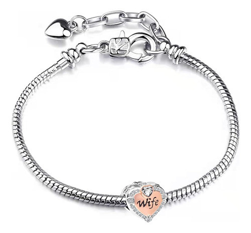 ~? Chili Jewelry Rose Gold Wife Heart Love Charms With Clear 1