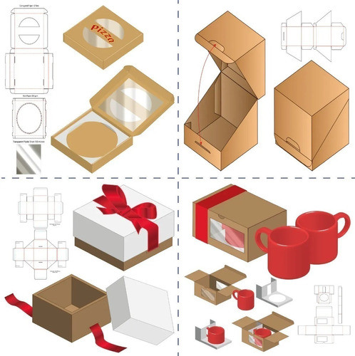 1000 Vectores Moldes Cajas Cajitas, Delivery Troquel Eps 0