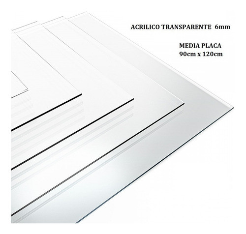 Media Placa De Acrilico Transparente 122cm X 90cm 6mm 1