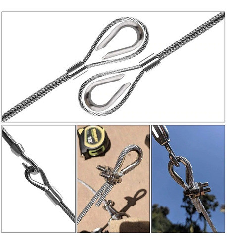 100 Guardacabos Galvanizado 1/4 - 6mm P/ Sogas - Cable Acero 1