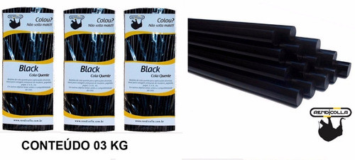 Refil 3kg Bastao Cola Quente Preta Martelinho Ouro Rendcolla 1