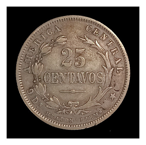 Costa Rica 25 Centavos 1889 Excelente Plata Km 130 0