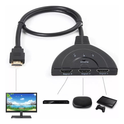 Switch Hdmi 3 Puertos Full Hd 1080p No Requiere Alimentación 0