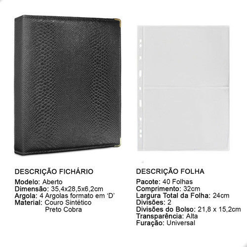Álbum Fichário 40 Folhas P/ Cédulas 2 Espaços 32x24 Cobra G 1