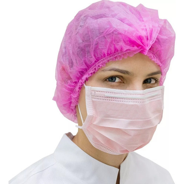 Touca Descartavel Rosa Pink Sanfonada Elastico 100 Unds 0