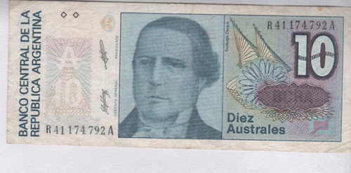 Billete Argentina 10 Australes  Reposicion - B 2826 Año 1987 0