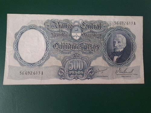 Billetes Argentina Banco Central $500 Serie A 0