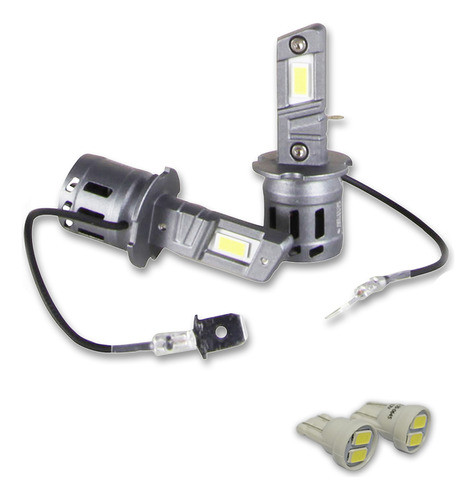 Lâmpadas H3 Led Nano S14x 6500k 5000lm Canbus + Par Led T10 1