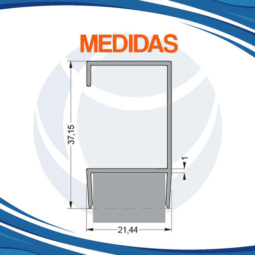 Manija Perfil C De Aplicar Placa 18mm 3 Mts Aluminio * 1