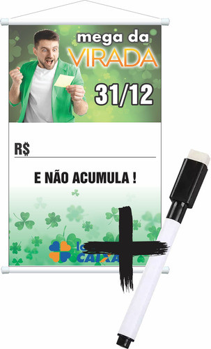 Banner Mega Da Virada Lotérica Escreve E Apaga + Caneta 0