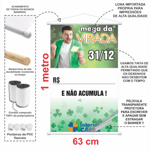 Banner Mega Da Virada Lotérica Escreve E Apaga + Caneta 1