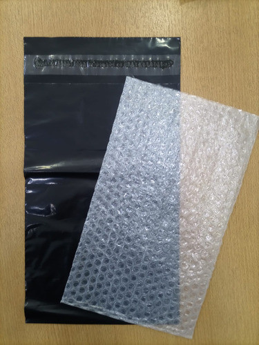 Pack 100 Bolsas Liso Negro Envío Mercado Libre 20x32+burbuja 1
