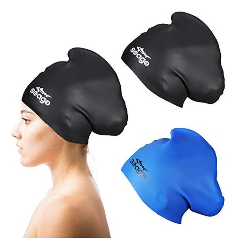 Gorro De Natación De Pelo Largo, Paquete De 2 0