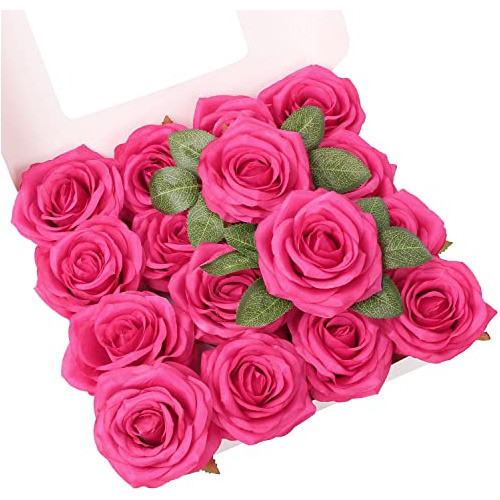 Rosas De Seda De 10cm C/tallo Realistas X16u Hot Pink 0