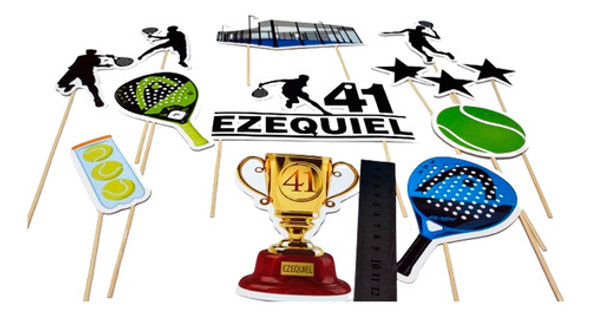 Adorno Torta Deco Cumple Padel Personalizado 0