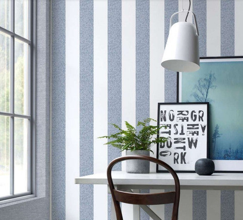 Empapelado Vinilico 56241 Capsula Rayas Azul Blanco 1