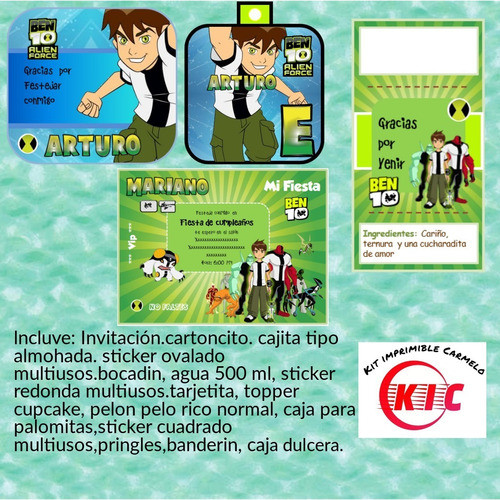 Kit Imprimible Candy Bar Ben 10 Editable 1