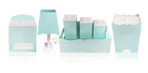 Kit Higiene Bebe Menino Verde Liso Com 7 Peças Promoção. 0