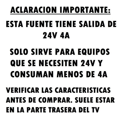 Fuente Switching 24v 4a Transformador Tv Lcd Led Television Transormador 220v 1
