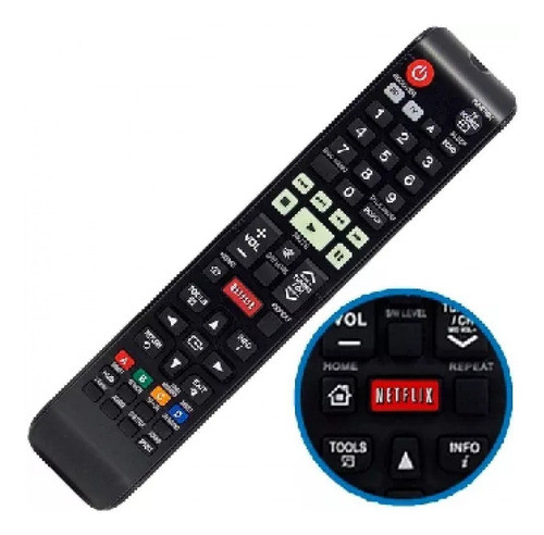 Controle Para Home Theater Samsung C/ Tecla Netflix + Pilhas 0