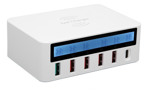 Carregador Usb Inteligente Wlx-818f Display Sem Fio 6 Portas 1
