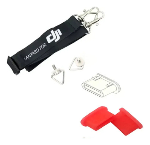 Kit-5 Alça(correia) P/ Dji Rc2 Mini 4 Pro+ 2 Plugs Guarda Pó 0