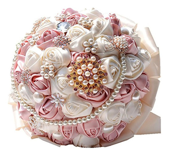 Broche De Flores De Rosa Para El Ramo De Boda Perlas De Cris 0 Broche De Flores De Rosa Para El Ramo De Boda Perlas De Cris 0