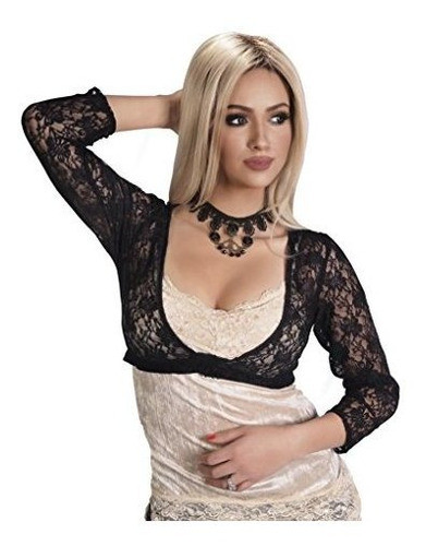 Western Moda Mujer Encaje Negro Elastico Bolerotop 0