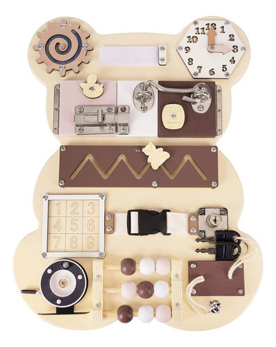 Panel Sensorial Oso Madera Bebe Juguete 0
