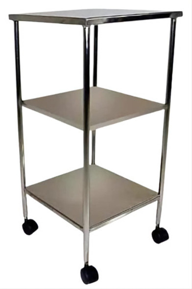Mesa Auxiliar Aço Inox Com 3 Prateleiras 40x40x78 Com Rodas 0