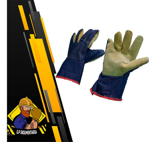 Guante Descarne Con Tela Jean Combinado Con Cuero T10 0
