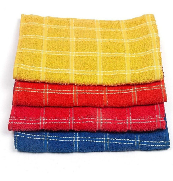 Repasadores Toalla 100% Algodón Cuadros Chicos Pack X3 1