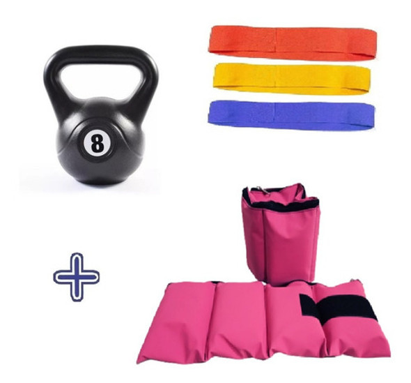 Kit Bandas Circulares + Pesa Rusa 8kg + Tobilleras 3kg 0