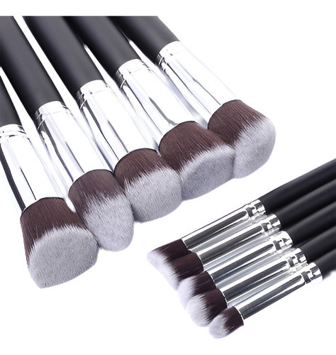 Set De 10pcs Maquillaje Cepillos Fundación Pro Lp Polvo Cosm 0