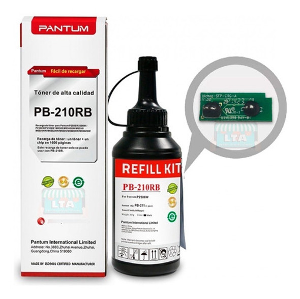 Kit Recarga Toner Original Pantum Impresora P2500w P2502w 1
