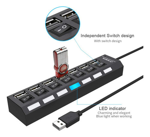Barsone Divisor De Concentrador Usb Multipuerto, Concentrado 1