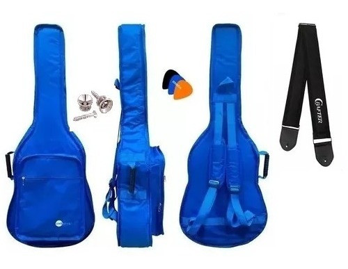 Capa P/ Violão Folk Almofadada Cargo Crafter Azul + Alça 0
