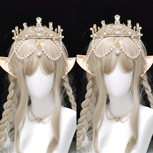 Tiara Crown Vintage Branch Pearl Lolita Rhinestone 1