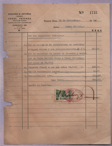 Factura De Escribanía Astorga Con Sello Fiscal 0