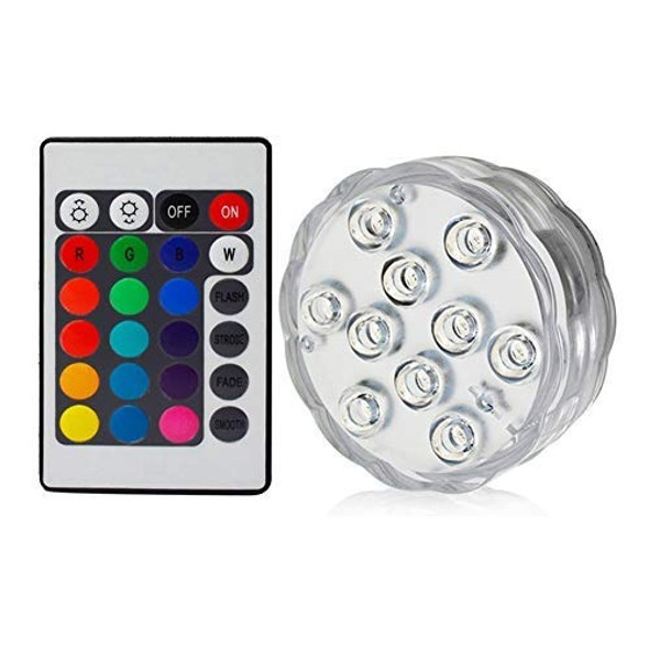 Vipmoon Paquete De 2 Luces Sumergibles De 10 Led Rgb, Luz A 1