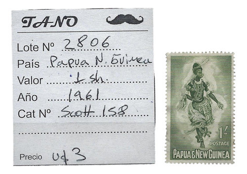Lote2806 Papua Nueva Guinea 1 Shilling Año 1961 Scott# 158 0
